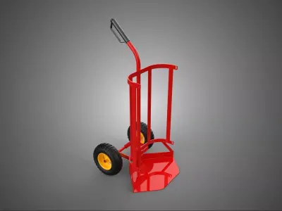 RED SINGLE HANDLE HAND TRUCK TROLLEY DOLLY CART PALLET TRANSPORT 3D model