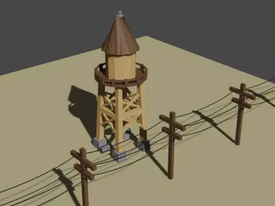 Water Tower 3D Model Free low-poly 3D model