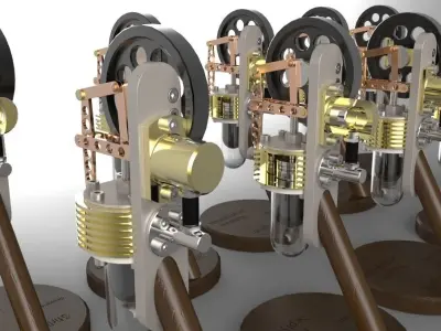 Vertical Stirling Engine Free 3D model purchase