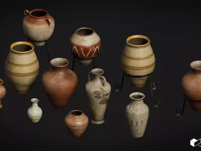 Ancient Ceramic Vases Low-poly 3D model