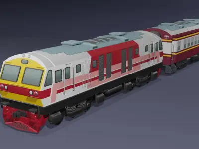 Special Express Train cartoon lowpoly 3D model