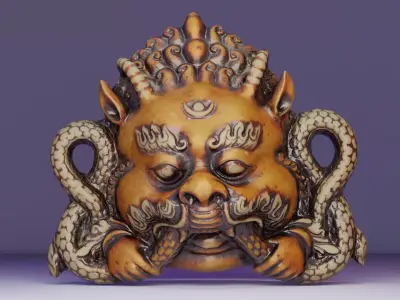 Union of the Sun and Moon sculpt Low-poly 3D model