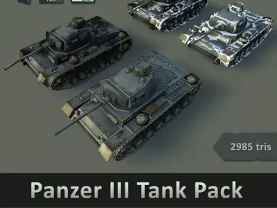 Panzer III Tank Pack Low-poly 3D model