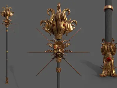 Staff of the dead Low-poly 3D model