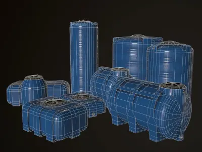 Water Barrels Pack Low-poly 3D model