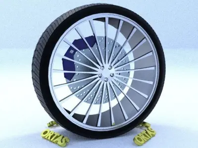 ORTAS CAR RIM 54 GAME READY RIM TIRE AND DISC 3D model