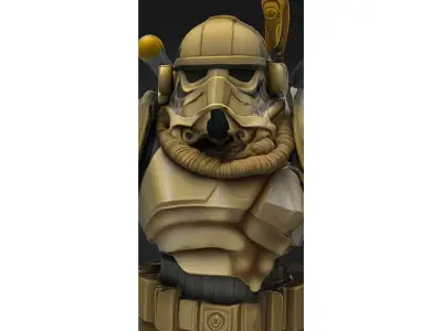 Armored Sci Fi Desert Trooper Low-poly 3D model