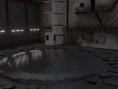RBMK-1000 Nuclear Reactor Central Hall And Refueling Machine 3D model