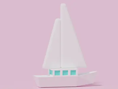Cartoon Sailing Yacht Low-poly 3D model