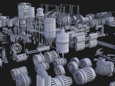 Industrial Kitbash - 200 Models 3D model
