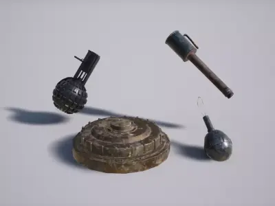 Military Grenade Pack Low-poly 3D model