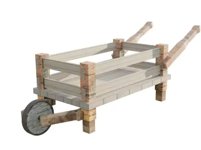 Wooden Wheelbarrow Low-poly 3D model get