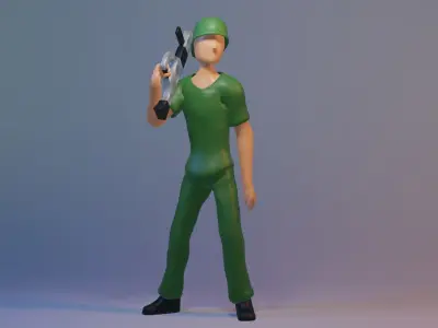 Soldier character for game ANIMATIONS INCLUDED Free 3D model