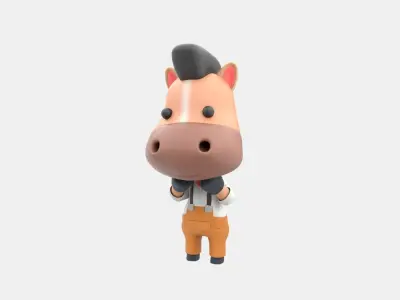 Cute Horse 3D Illustration 3D model 2