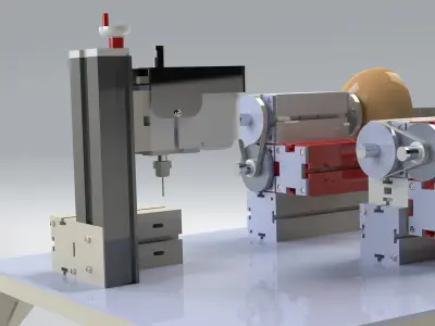 Manual Lathe and Milling Machine Workstation Wood and Metal 3D model