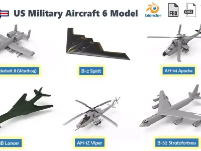 US Military Aircraft 6 list  3d model Low-poly 3D model