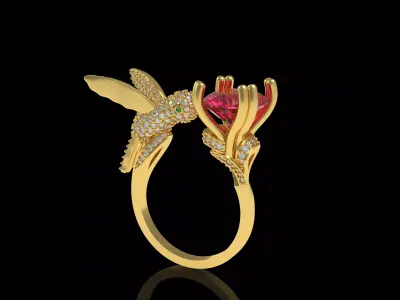 The Hummingbird Ring 3D print model