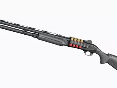 Benelli M2 Tactical Modular Shotgun Low-poly 3D model
