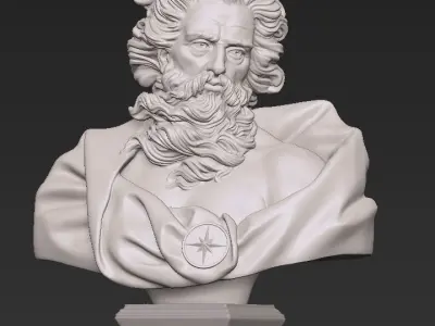 Poseidon Bust 3d print model 3D print model