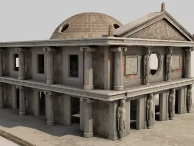 Fantasy Classical Modular Temple PBR Textured  3D model