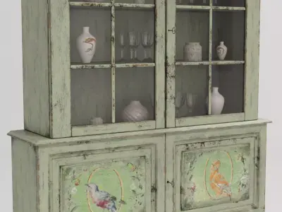 Old Furniture with layered paint Low-poly 3D model
