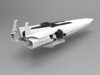 Brynhild spaceship flying in sky 3D print model