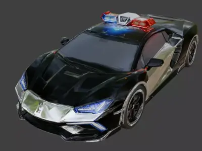 Futuristic Sci-Fi Interceptor Police Supercar 3D  Low-poly 3D model
