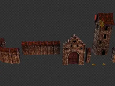 Medieval Stronghold Low-poly 3D model  Free low-poly 3D model