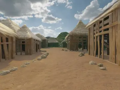 Ancient Village In Hills 3D model