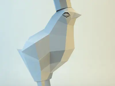 Chicken in hat Low-poly 3D model
