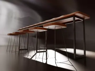 Industrial Wood Bar 3D model