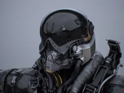 Sci-Fi Military Pilot Character PBR 3D model
