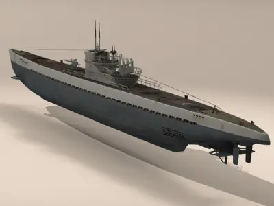 Type IX U-boat submarine 3D model