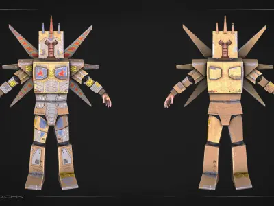 Cardboard Robot Low-poly 3D model