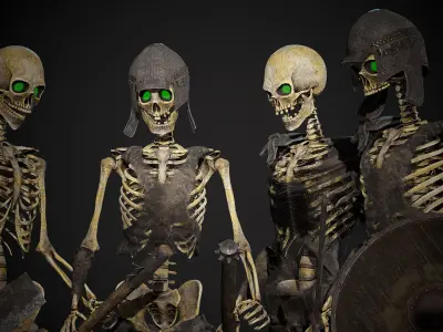 Skeleton Warrior Low-poly 3D model