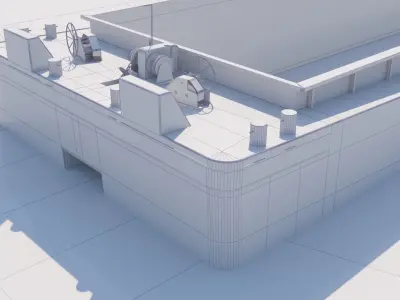barge cargo ship floating in ocean Low-poly 3D model