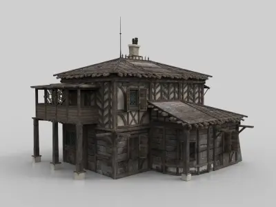 Medieval house fantasy 08 Low-poly 3D model