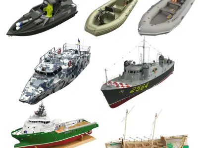 Boat Collection 7 in 1  3D Model Pack