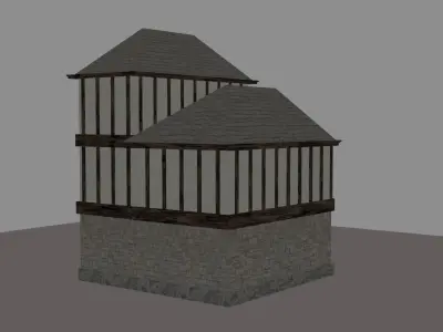 Medieval House Low-poly 3D model 3