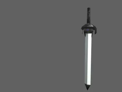 Low Poly Gladius Fantasy Blue Stones Dark Ebony Handling Low-poly 3D model
