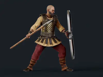 Persian 1 A pose Low-poly character redy for games Low-poly 3D model