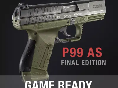 Game Ready Walther P99 handgun Low-poly 3D model