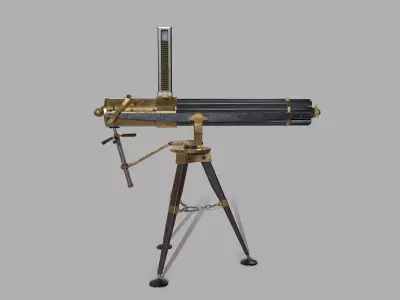 Gatling gun Low-poly 3D model purchase