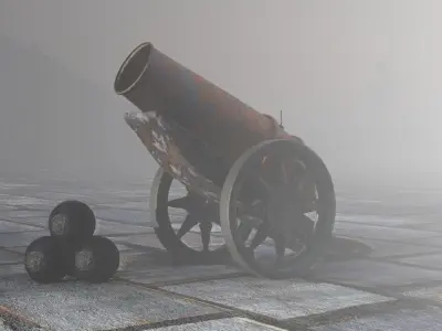 Rusty cannon Low-poly 3D model