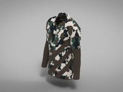 Military Outfit - T-shirt Low-poly 3D model 12