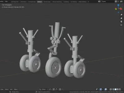 King Air b200 Landing Gear Set Low-poly 3D model