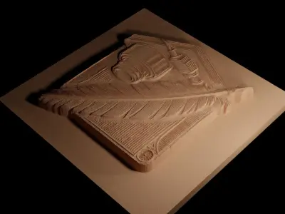 Feather Quill and Ink CNC 3d Print High Relief Sand Casting 3D print model