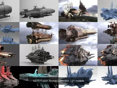 Sci-Fi Fusion Airship Collection  3D Model Pack