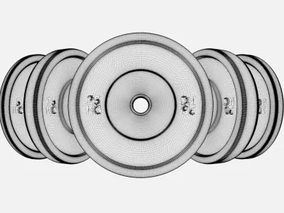 Bumper Plates ALL Weights Low-poly 3D model