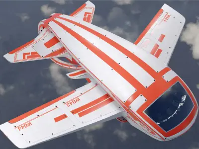 Futuristic airplane  Low-poly 3D model
